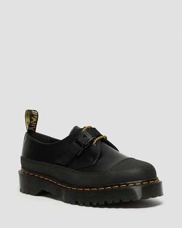 Black Women's Dr Martens 1461 Made In England Bex Tech Smooth Leather Oxfords Shoes | CA 352NWY